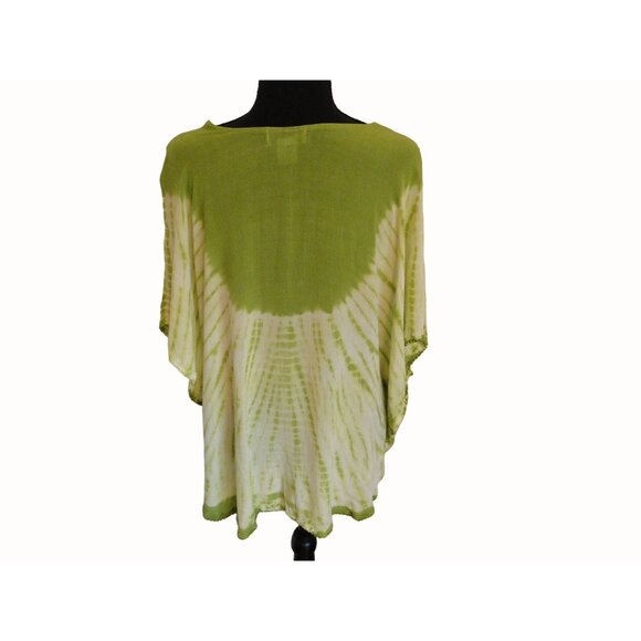 Just Cruising Womens Flutter Sleeve Boho Top Green Tie Dye Free Size - Picture 3 of 9